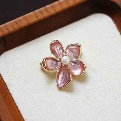 Begonia Flower Natural Freshwater Pearl Brooch