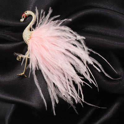 Elegant flamingo brooch