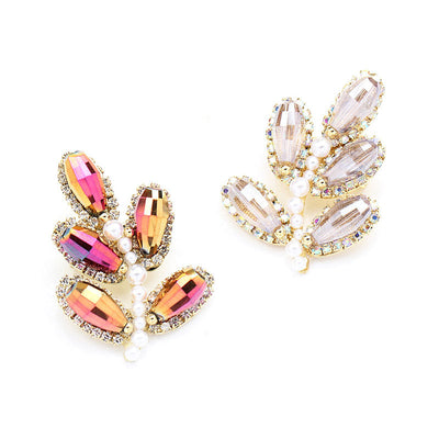 Small leaf natural crystal brooch