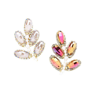 Small leaf natural crystal brooch