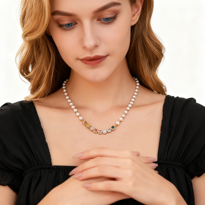 18K Gold Multicolor Agate & Pearl Necklace