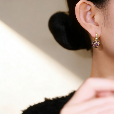 Full-Pave Amethyst Ball Earrings