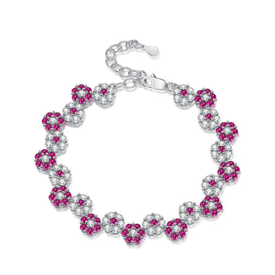 Fashionable six-petal flower natural diamond bracelet