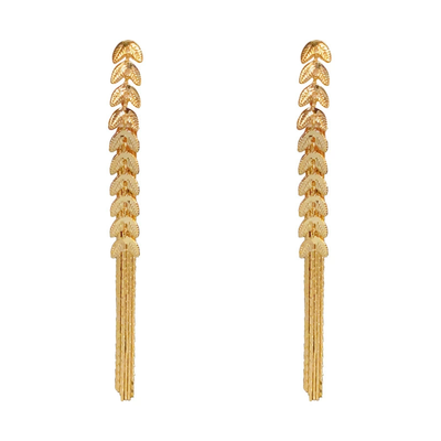 Wheat ear long tassel earrings