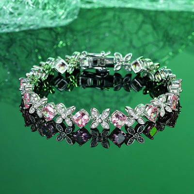 Natural diamond four-petal flower bracelet