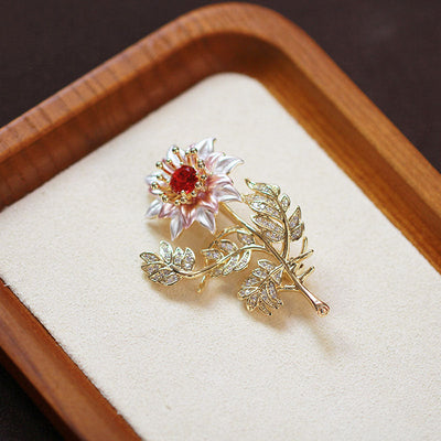 Three-color sunflower brooch
