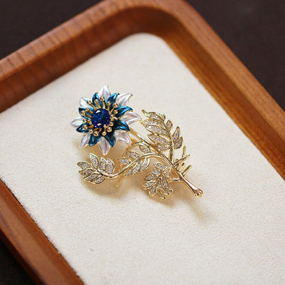 Three-color sunflower brooch