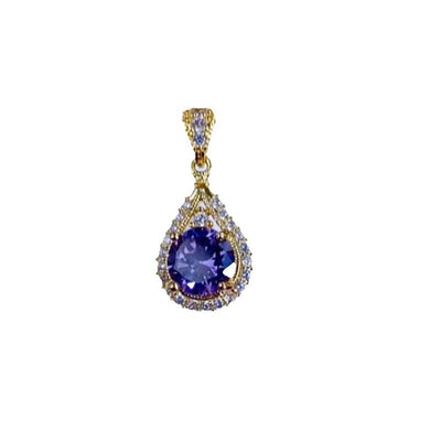 Purple water drop natural crystal necklace