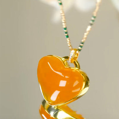 Fashionable Heart Natural Agate Necklace