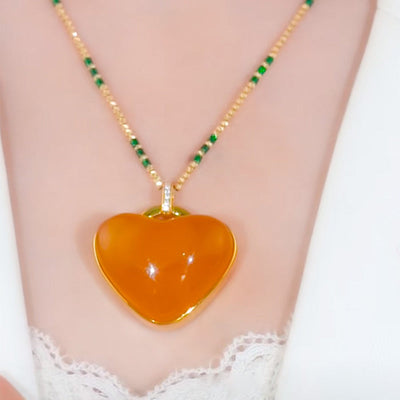Fashionable Heart Natural Agate Necklace