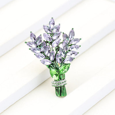 Lavender Bouquet Natural Crystal Brooch