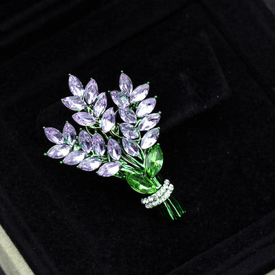 Lavender Bouquet Natural Crystal Brooch