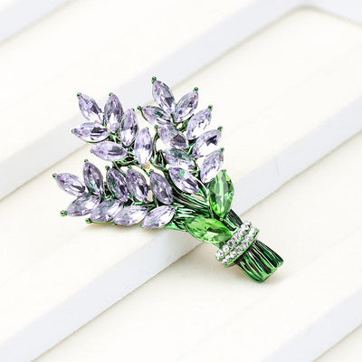 Lavender Bouquet Natural Crystal Brooch