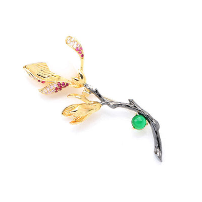 Two-tone magnolia brooch