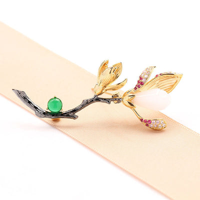 Two-tone magnolia brooch