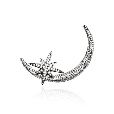 Star and moon brooch