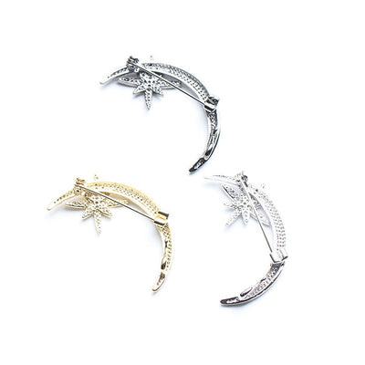 Star and moon brooch