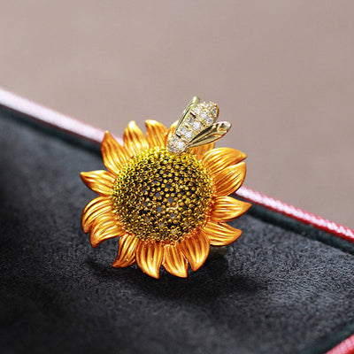 Bee Yellow Sunflower Brooch