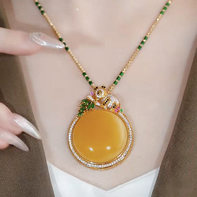 Panda natural beeswax necklace