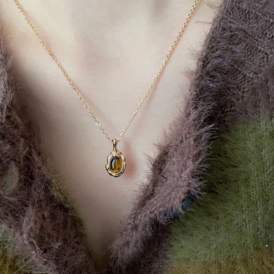 Irregular natural tiger eye stone necklace