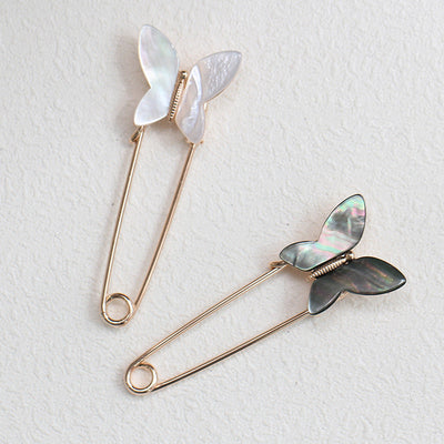 Butterfly natural shell brooch