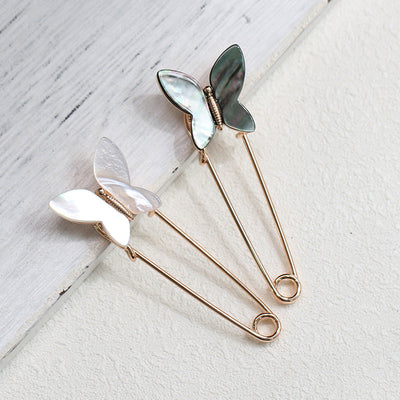 Butterfly natural shell brooch