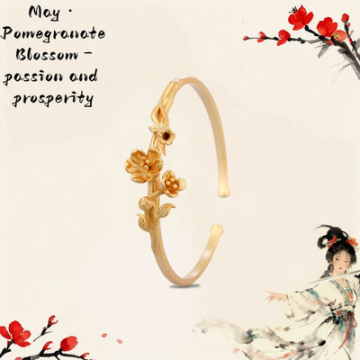 18K Gold Flower Goddess Bangle Series