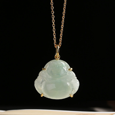 Buddha statue Natural Emerald Jade Stone bracelet