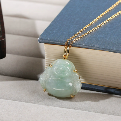 Buddha statue Natural Emerald Jade Stone bracelet