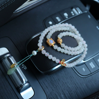 Lucky Cloud Ball Natural Emerald Jade Stone Bracelet