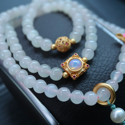 Lucky Cloud Ball Natural Emerald Jade Stone Bracelet