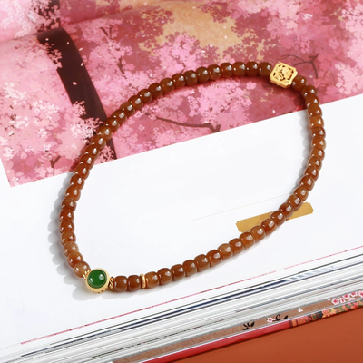 Hollow flower Natural Emerald Jade Stone bracelet