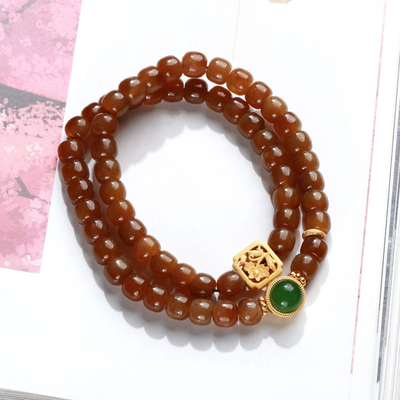 Hollow flower Natural Emerald Jade Stone bracelet