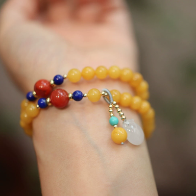 Money Bag Natural Emerald Jade Stone Agate Bracelet