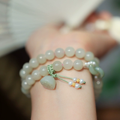 Lotus woven Natural Emerald Jade Stone bracelet