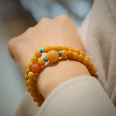 Turquoise double circle natural agate bracelet