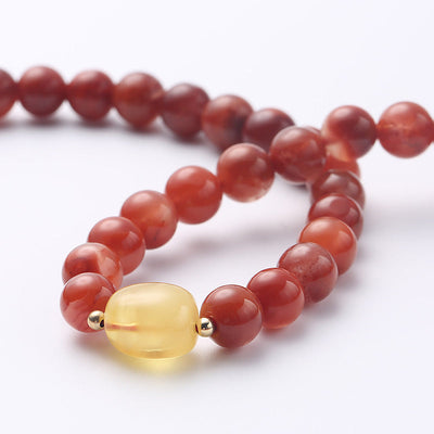 Beeswax Rose Natural Agate Bracelet