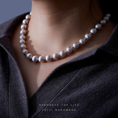 Pure Silver Ball Brushed Necklace