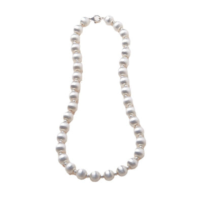 Pure Silver Ball Brushed Necklace