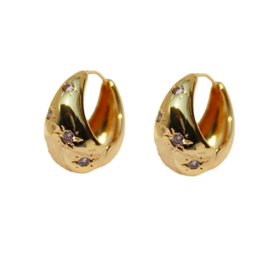 Micro-inlaid star-shaped water drop earrings