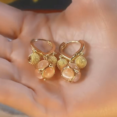Round inlaid natural agate earrings