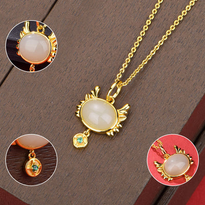 Cute Dragon Natural Emerald Jade Stone Necklace