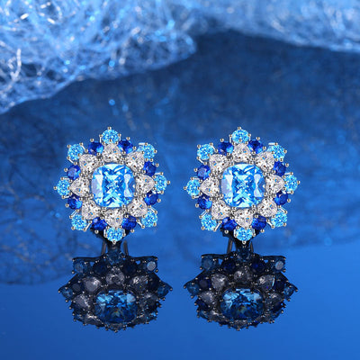 Sea blue natural diamond necklace ring earring bracelet