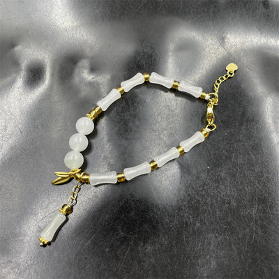 White Jade Bamboo Natural Emerald Jade Stone Bracelet