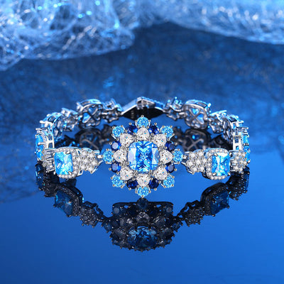 Sea blue natural diamond necklace ring earring bracelet