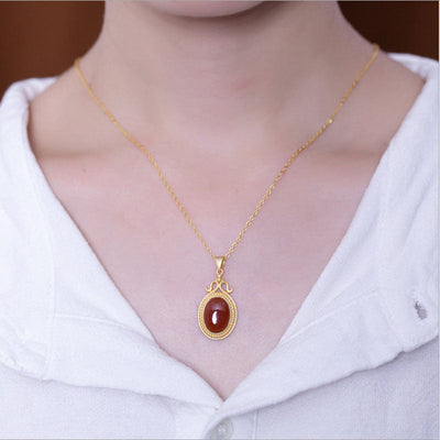 Natural southern red agate pendant necklace