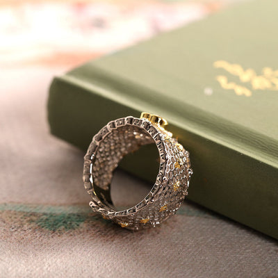 Honeycomb heart natural citrine ring