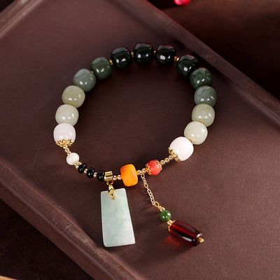Agate Pendant Natural Emerald Jade Stone Simple Bracelet