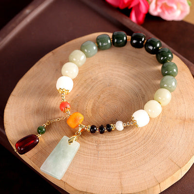 Agate Pendant Natural Emerald Jade Stone Simple Bracelet