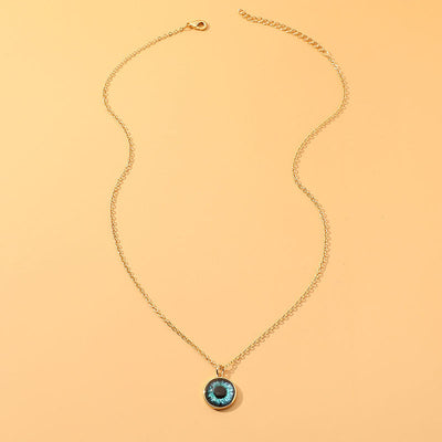 Round devil eye pendant necklace